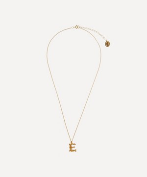 Alex Monroe - Gold-Plated Floral Letter E Alphabet Necklace image number 2