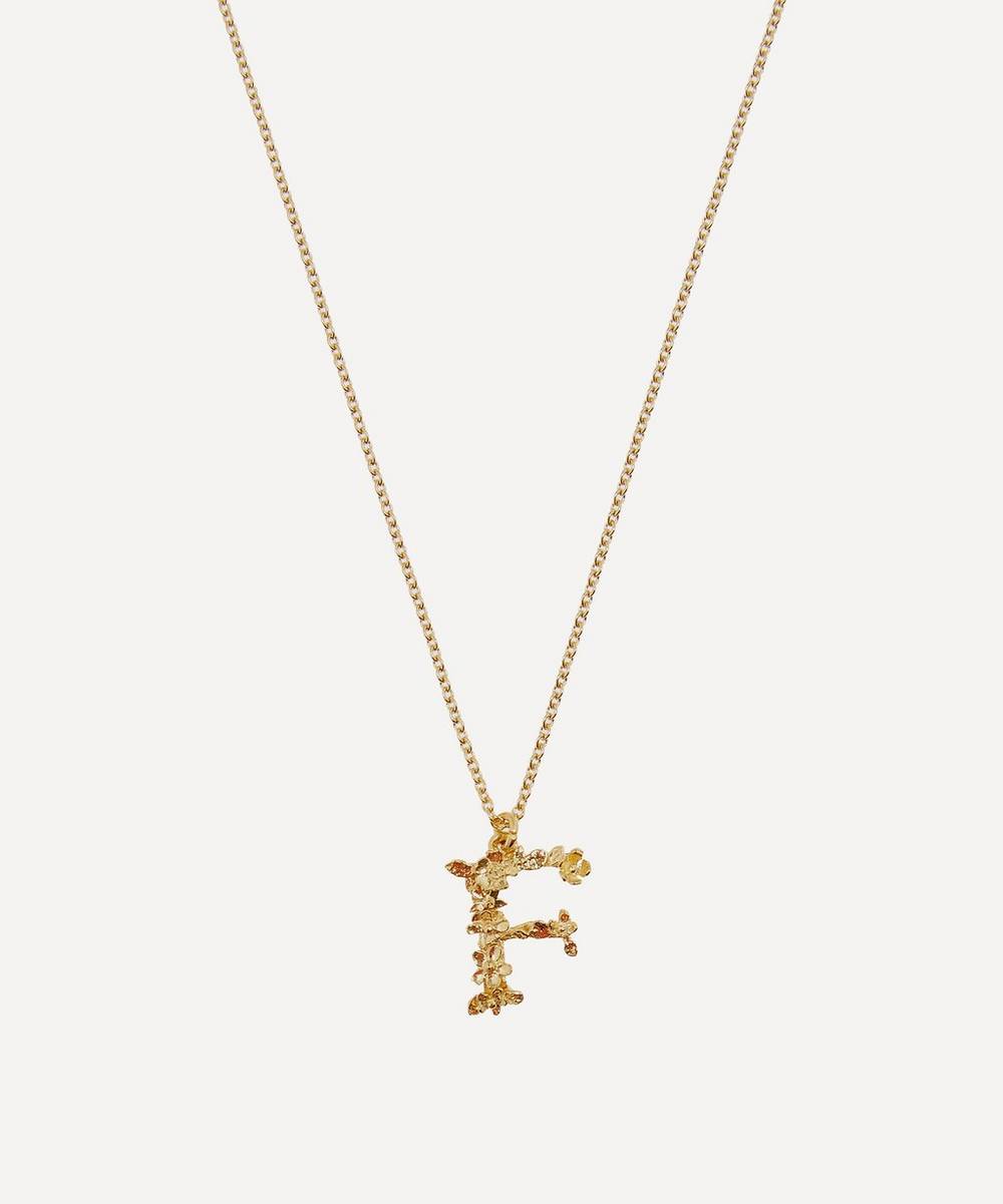 Alex Monroe - Gold-Plated Floral Letter F Alphabet Necklace