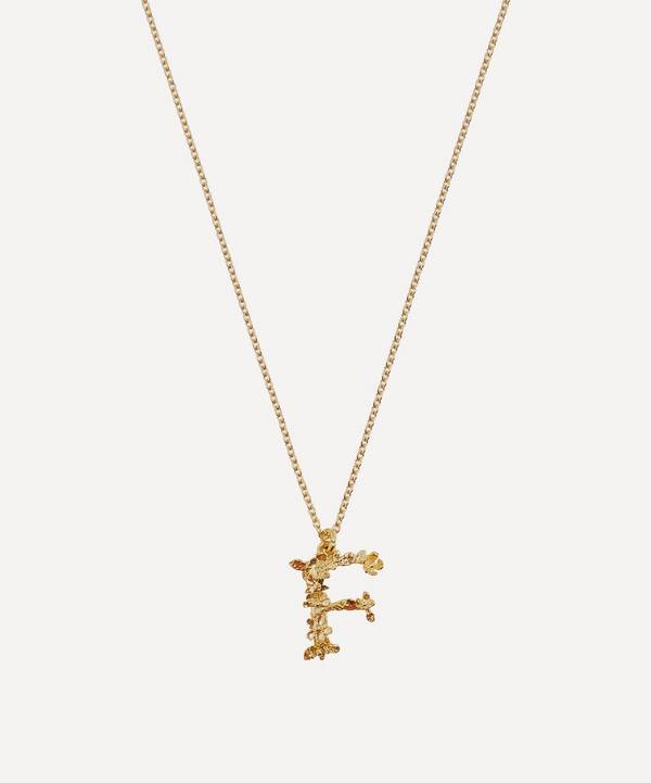 Alex Monroe - Gold-Plated Floral Letter F Alphabet Necklace image number 0