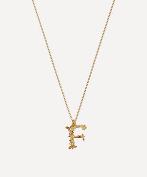 Gold-Plated Floral Letter F Alphabet Necklace