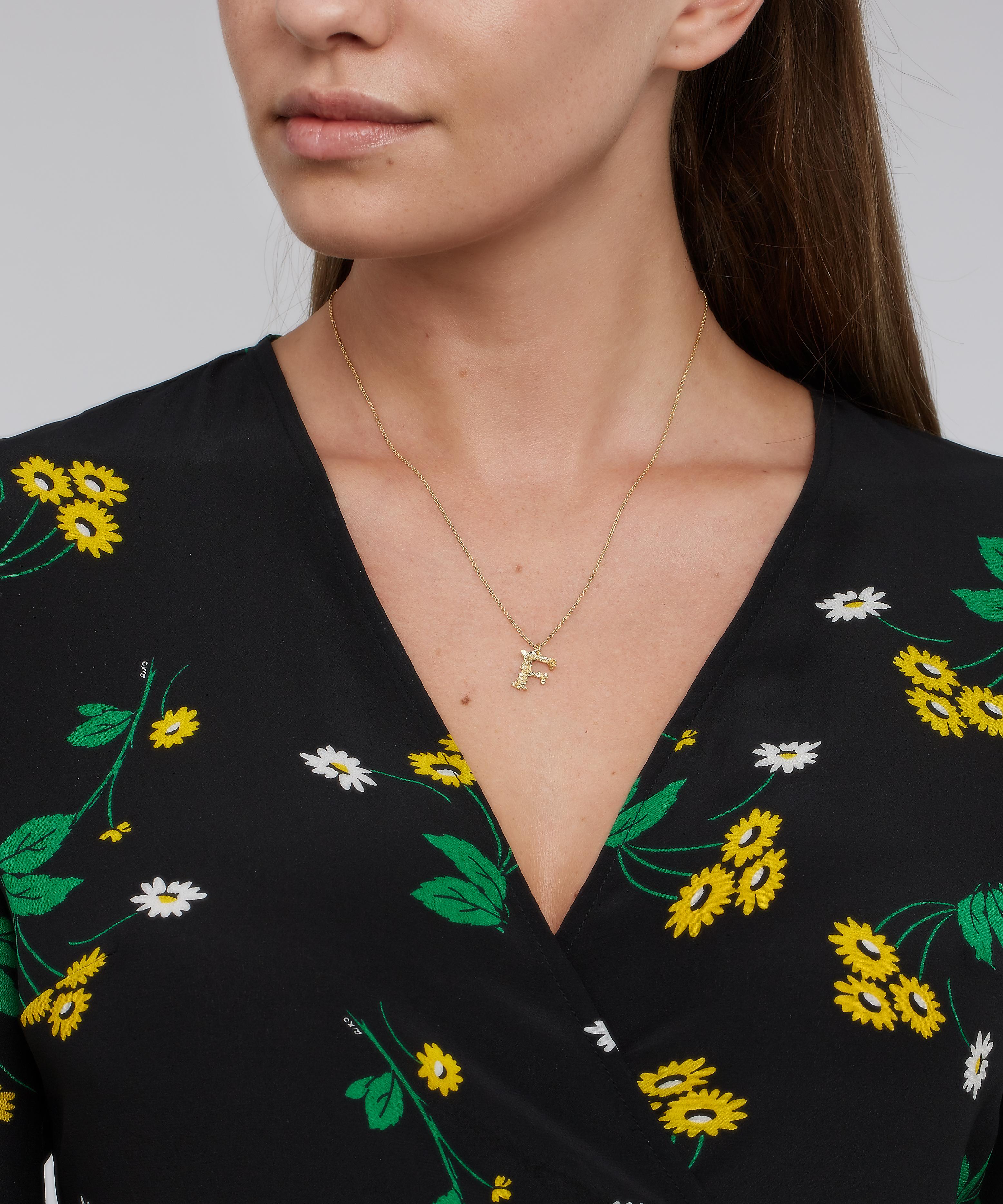 Alex Monroe Gold-Plated Floral Letter F Alphabet Necklace | Liberty