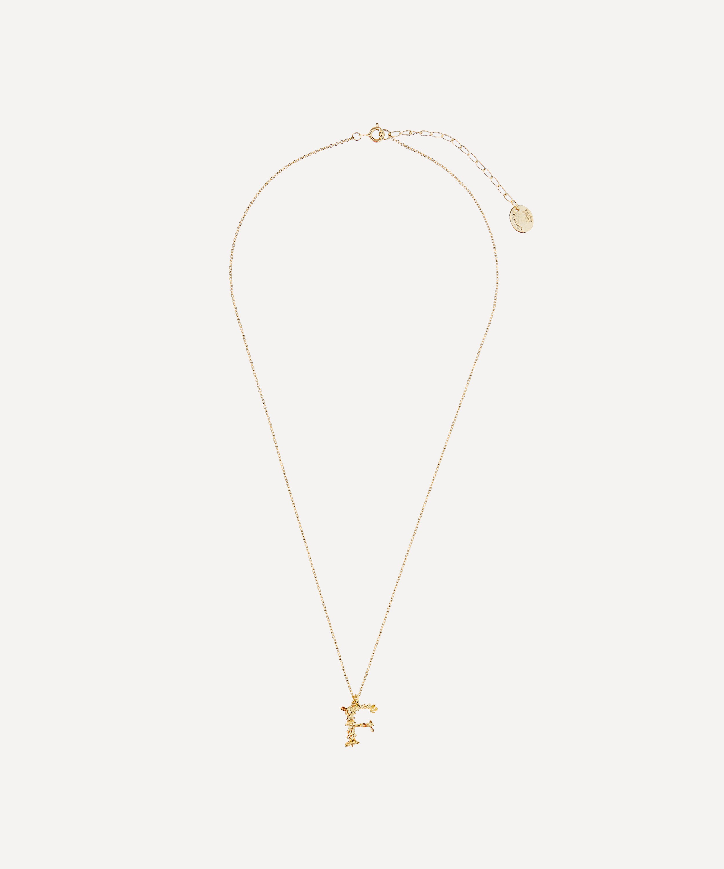 Alex Monroe - Gold-Plated Floral Letter F Alphabet Necklace image number 2