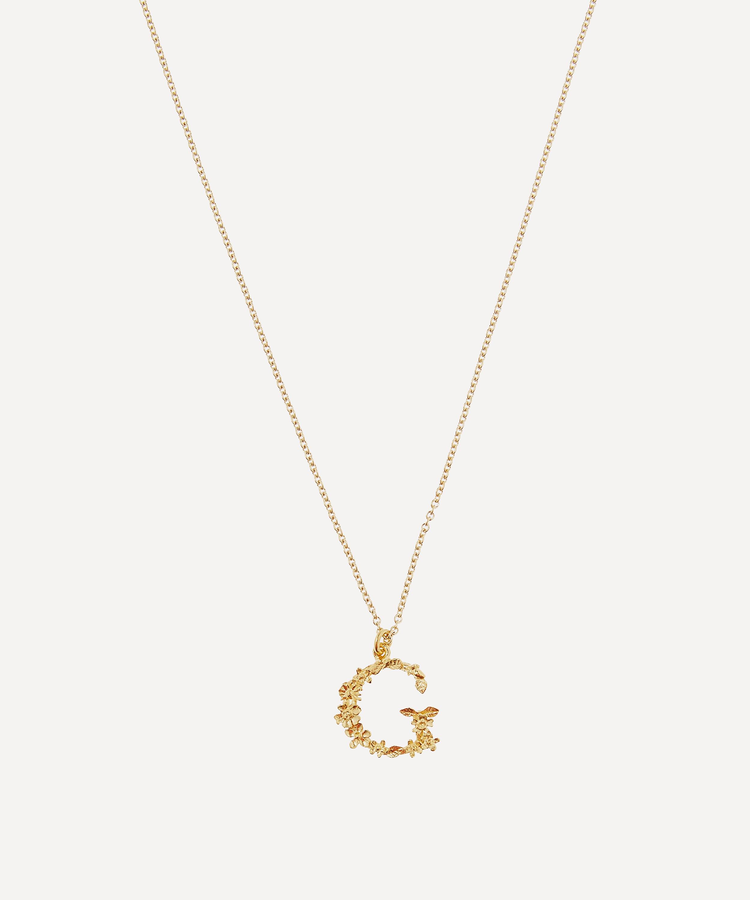 Alex Monroe Gold-Plated Floral Letter G Alphabet Necklace | Liberty