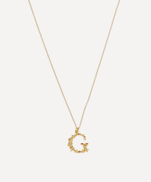 Alex Monroe - Gold-Plated Floral Letter G Alphabet Necklace image number 0
