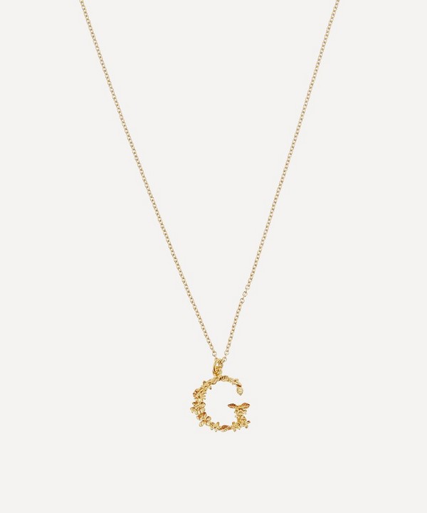Alex Monroe - Gold-Plated Floral Letter G Alphabet Necklace image number null