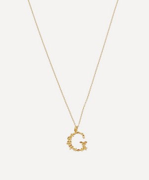 Alex Monroe - Gold-Plated Floral Letter G Alphabet Necklace image number 0
