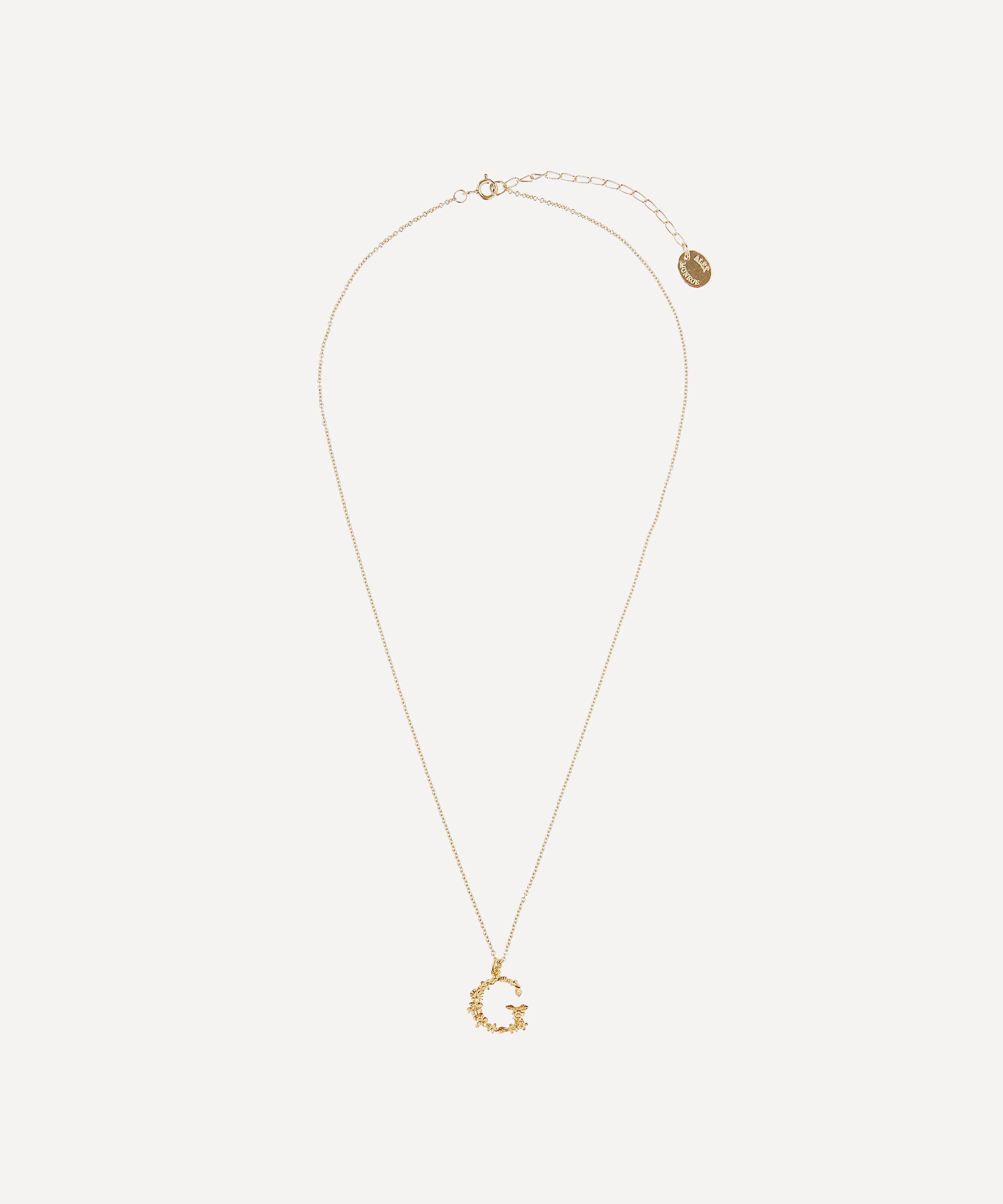 Alex Monroe - Gold-Plated Floral Letter G Alphabet Necklace image number 2