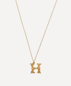 Alex Monroe - Gold-Plated Floral Letter H Alphabet Necklace image number 0