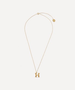 Alex Monroe - Gold-Plated Floral Letter H Alphabet Necklace image number 2