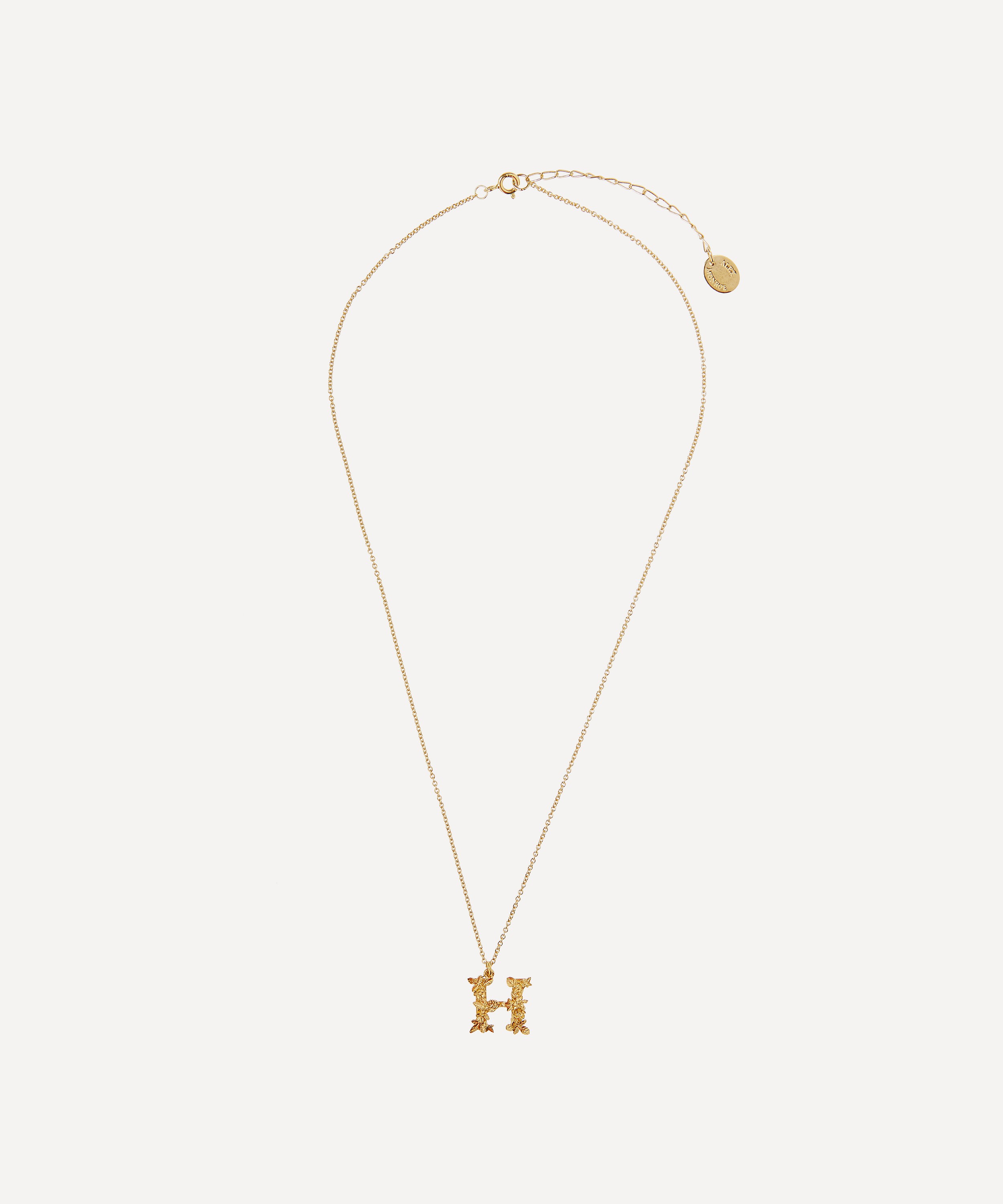 Alex Monroe Gold-Plated Floral Letter H Alphabet Necklace | Liberty