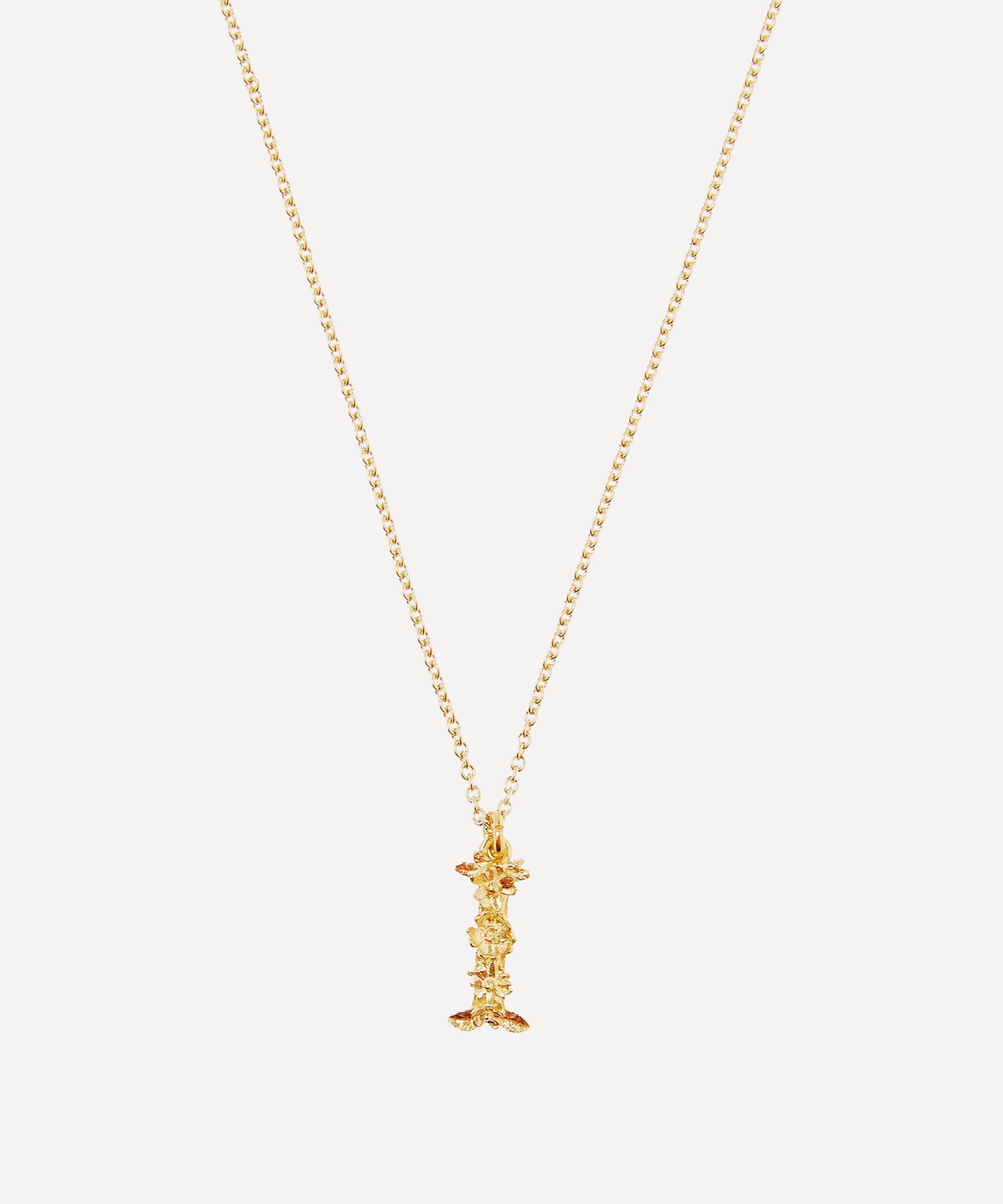 Alex Monroe Gold-Plated Floral Letter I Alphabet Necklace | Liberty