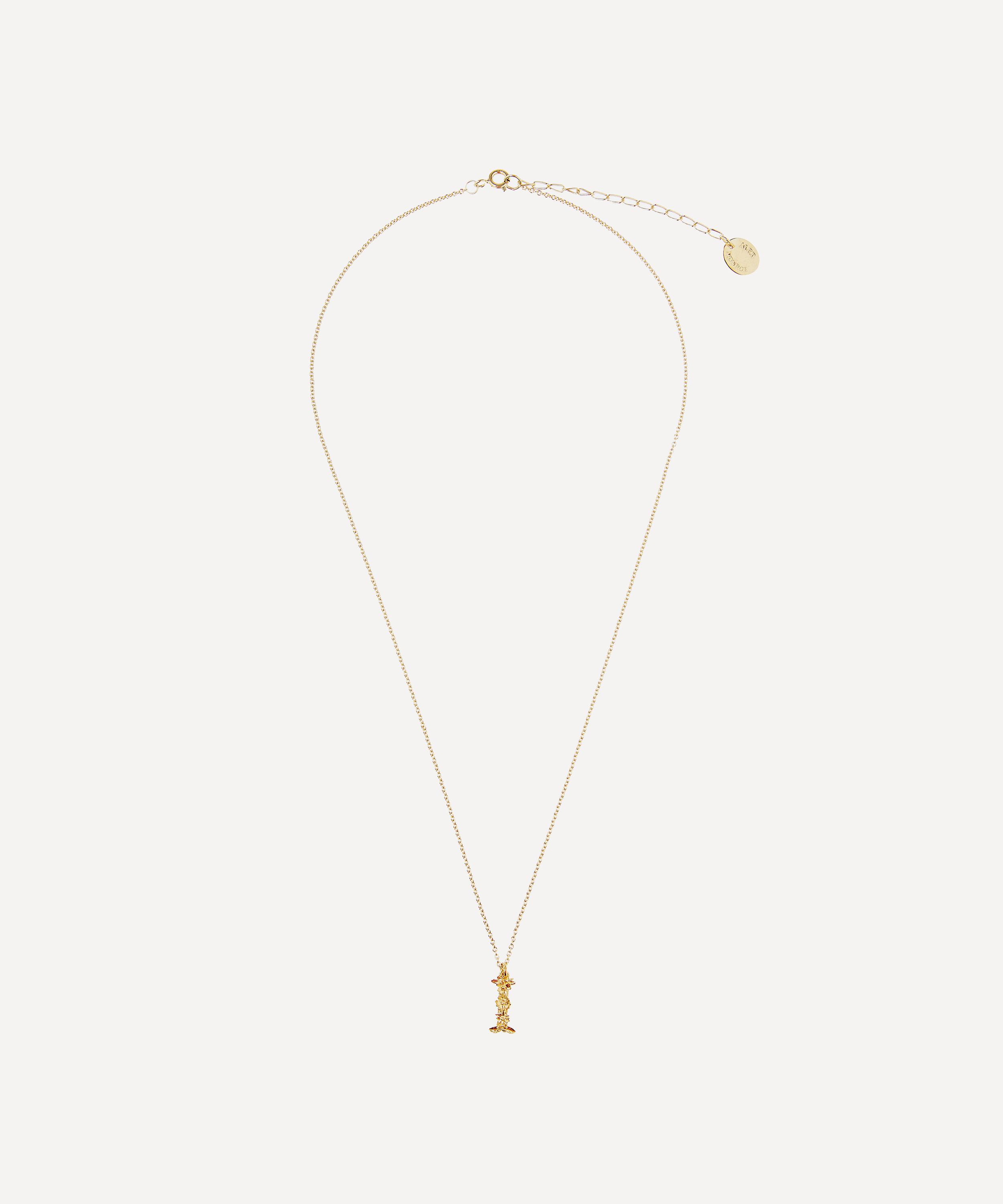 Alex Monroe - Gold-Plated Floral Letter I Alphabet Necklace image number 2
