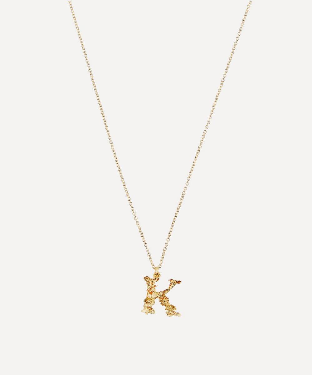 Alex Monroe - Gold-Plated Floral Letter K Alphabet Necklace