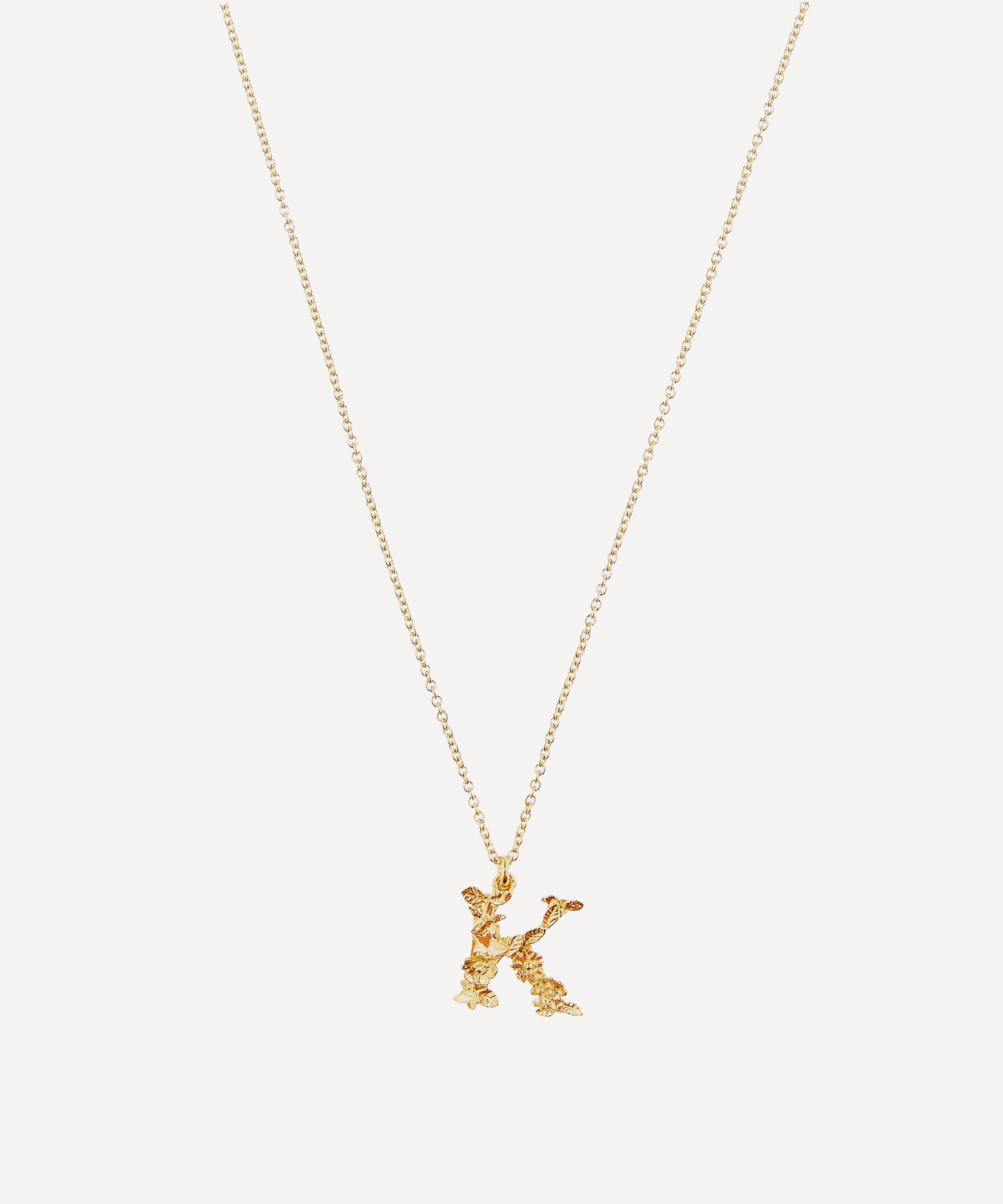 Alex Monroe - Gold-Plated Floral Letter K Alphabet Necklace image number 0