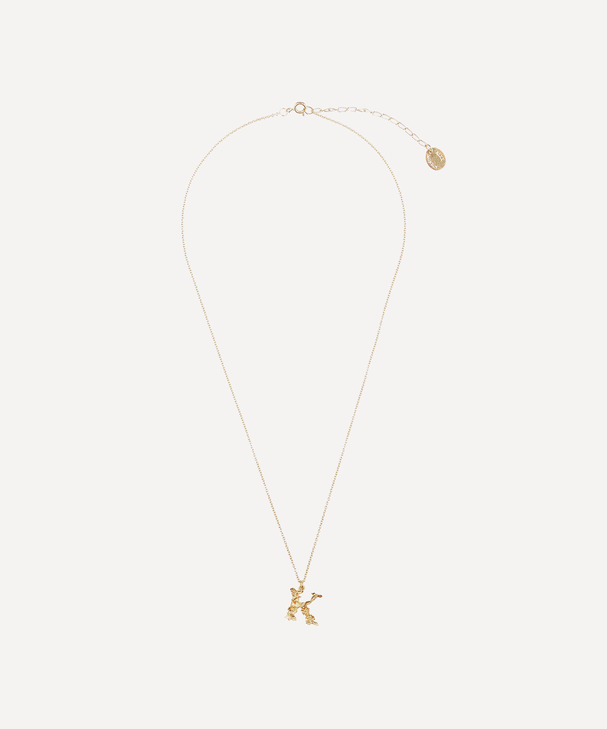 Alex Monroe - Gold-Plated Floral Letter K Alphabet Necklace image number 2