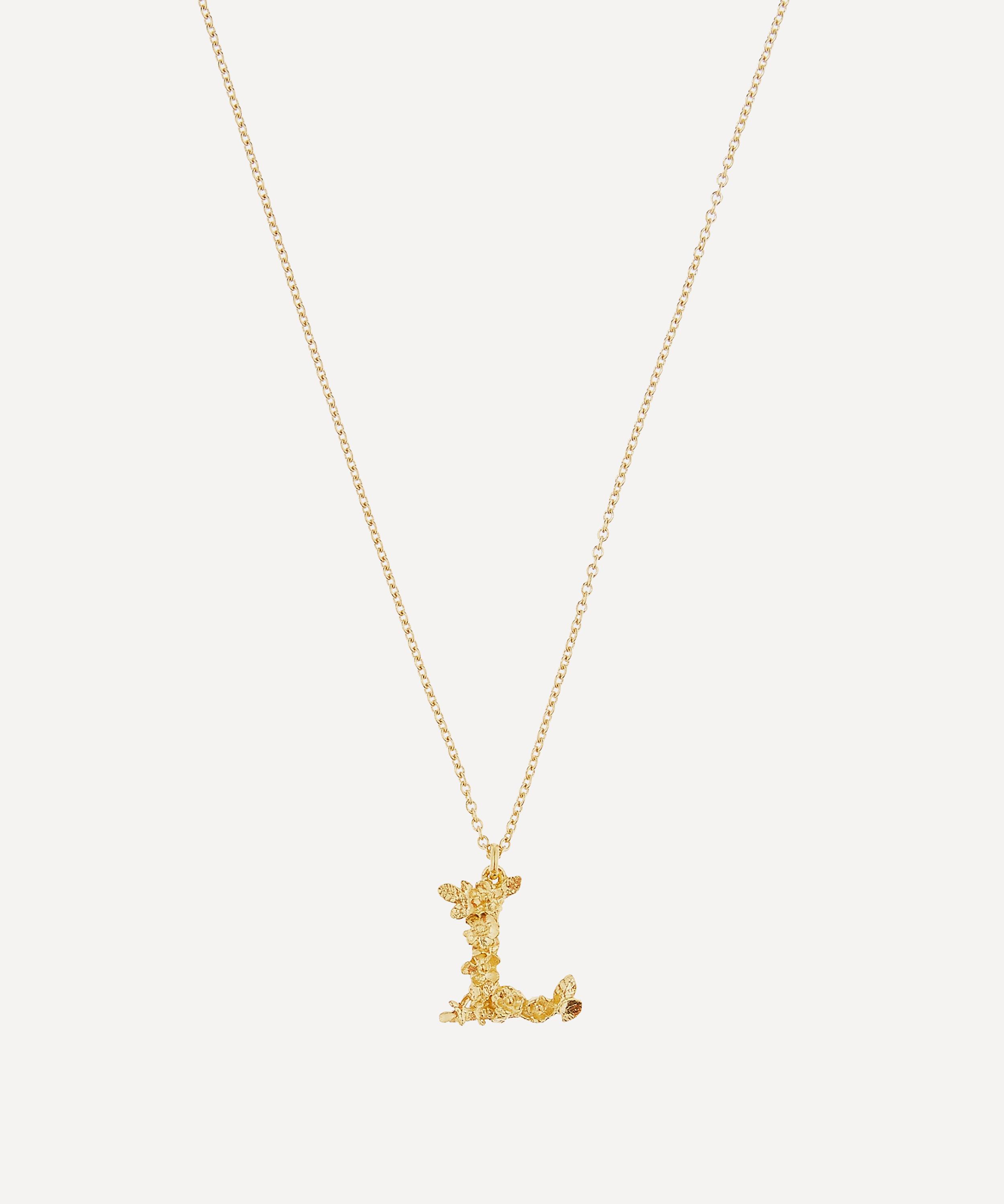 Alex Monroe Gold-Plated Floral Letter L Alphabet Necklace | Liberty