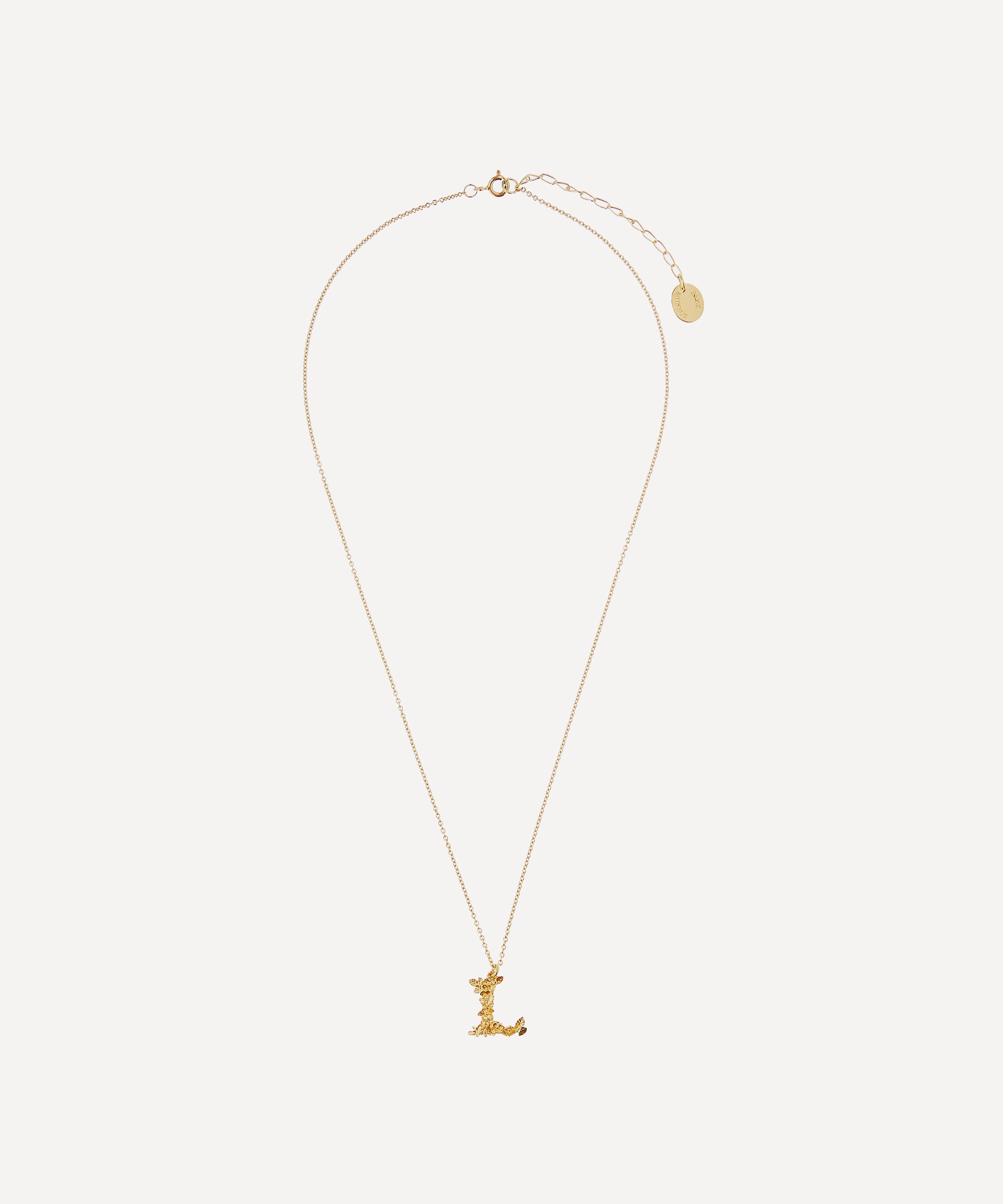 Alex Monroe - Gold-Plated Floral Letter L Alphabet Necklace image number 2