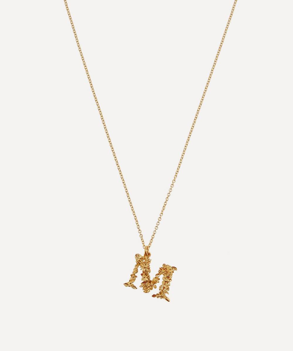 Alex Monroe - Gold-Plated Floral Letter M Alphabet Necklace