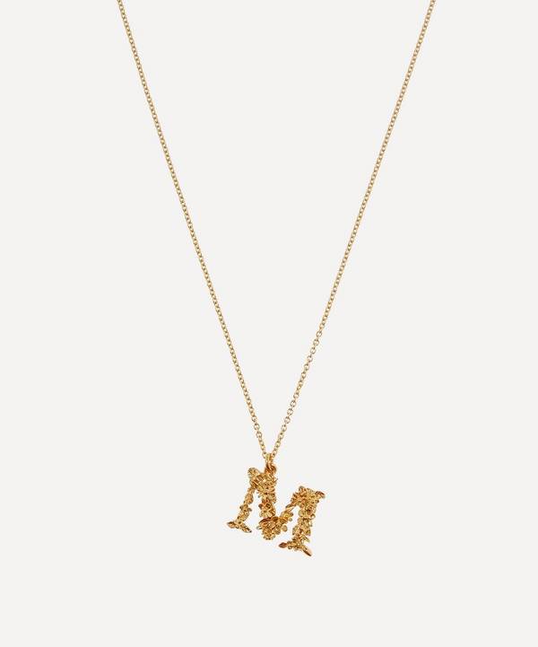 Alex Monroe - Gold-Plated Floral Letter M Alphabet Necklace image number 0