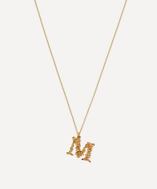 Alex Monroe - Gold-Plated Floral Letter M Alphabet Necklace image number null