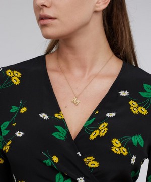 Alex Monroe - Gold-Plated Floral Letter M Alphabet Necklace image number 1