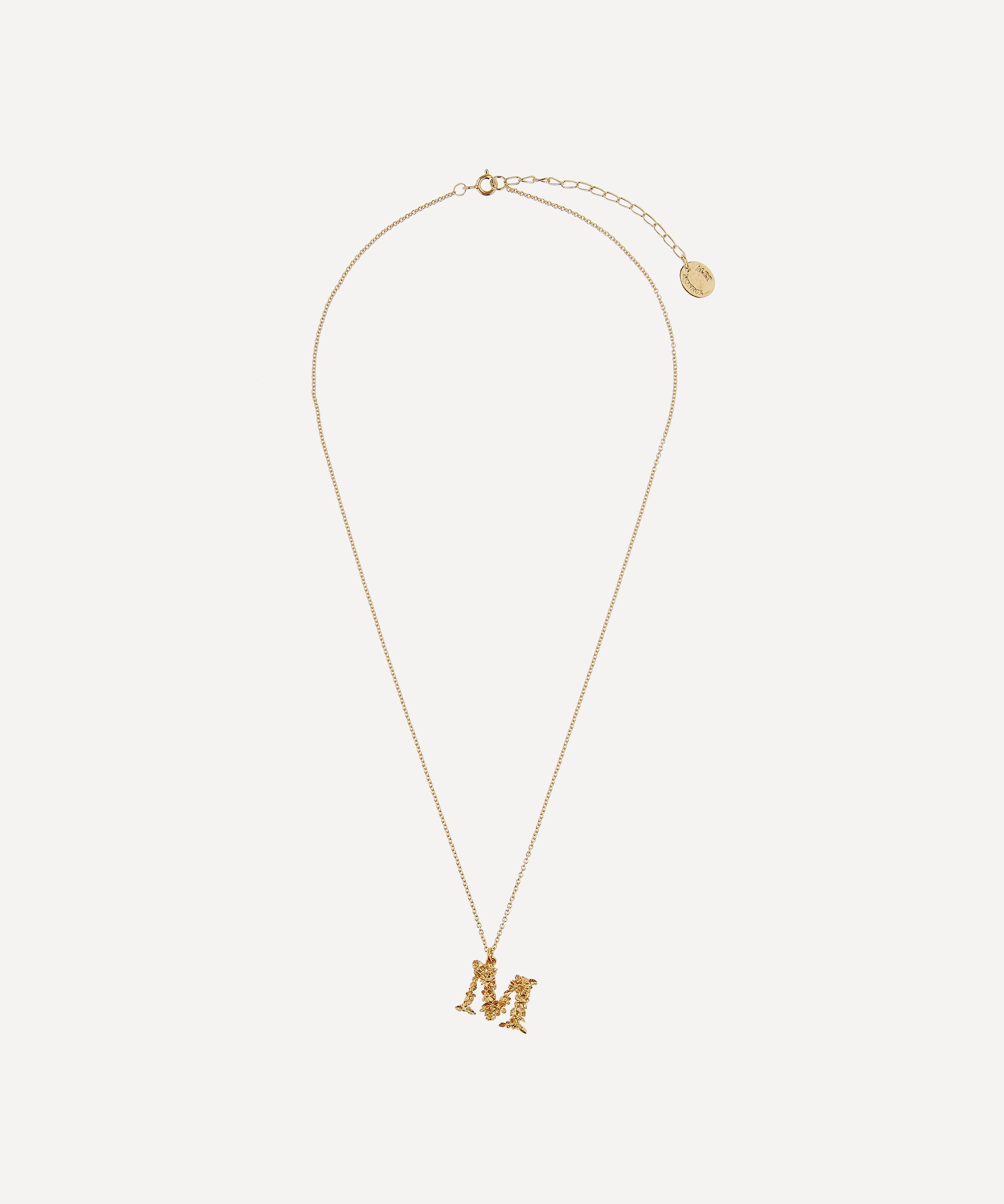 Alex Monroe - Gold-Plated Floral Letter M Alphabet Necklace image number 2