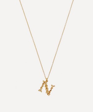 Alex Monroe - Gold-Plated Floral Letter N Alphabet Necklace image number 0