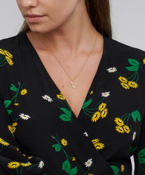 Alex Monroe - Gold-Plated Floral Letter N Alphabet Necklace image number 1