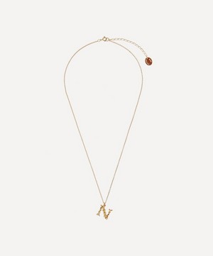 Alex Monroe - Gold-Plated Floral Letter N Alphabet Necklace image number 2