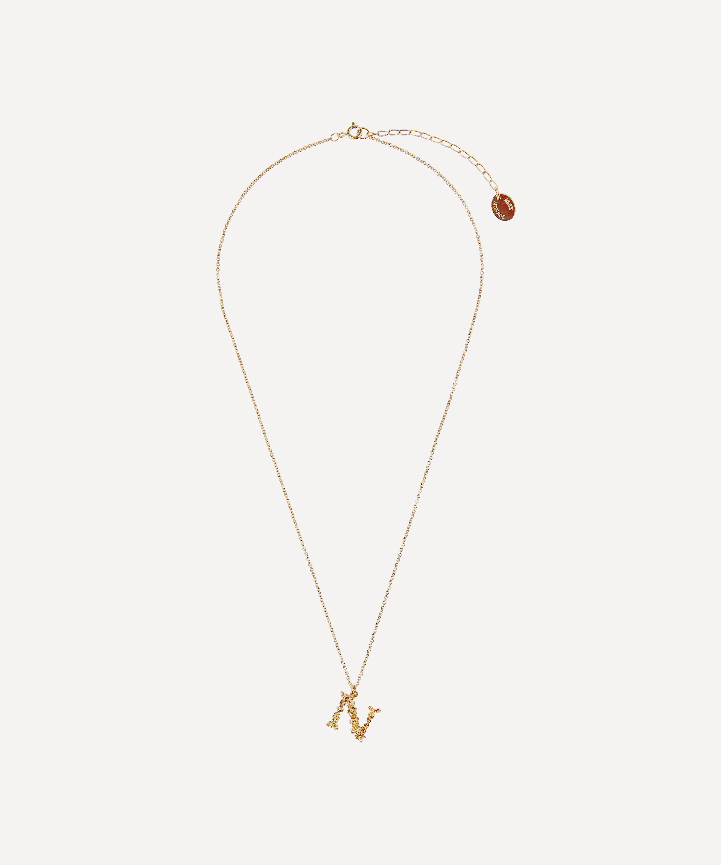 Alex Monroe - Gold-Plated Floral Letter N Alphabet Necklace image number 2