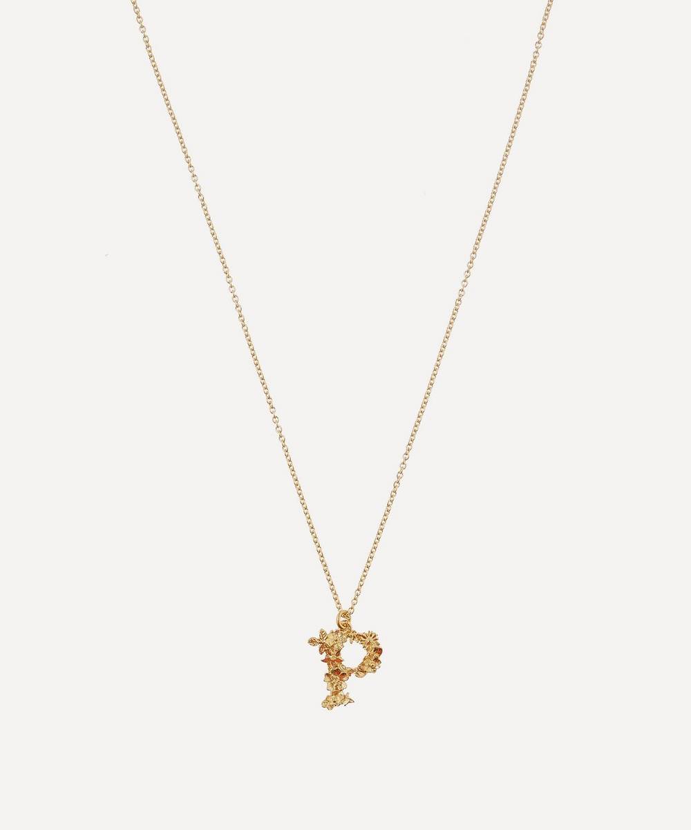 Gold-Plated Floral Letter P Alphabet Necklace | Liberty