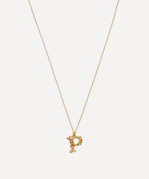 Gold-Plated Floral Letter P Alphabet Necklace