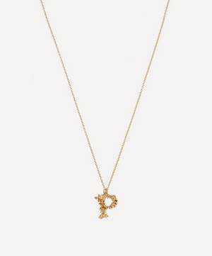 Alex Monroe - Gold-Plated Floral Letter P Alphabet Necklace image number 0