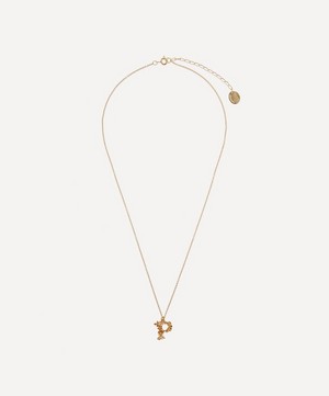 Alex Monroe - Gold-Plated Floral Letter P Alphabet Necklace image number 2
