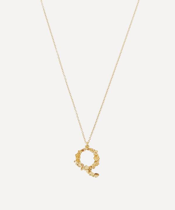 Alex Monroe - Gold-Plated Floral Letter Q Alphabet Necklace image number 0
