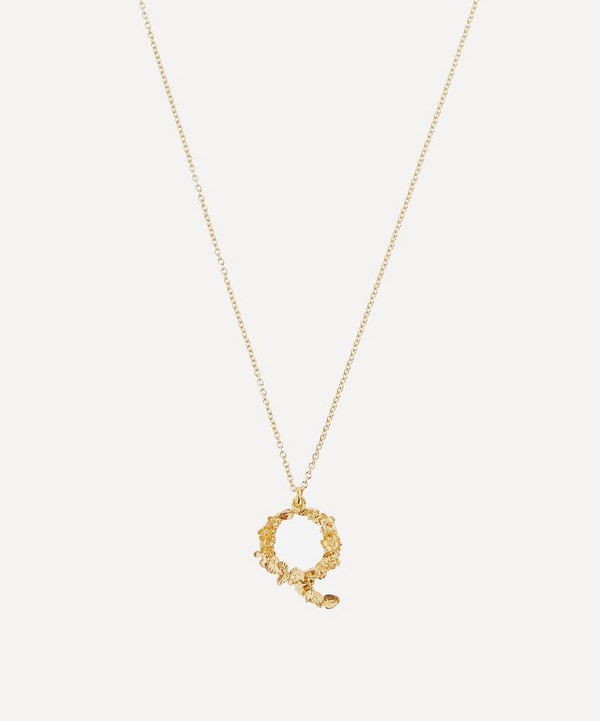 Alex Monroe - Gold-Plated Floral Letter Q Alphabet Necklace image number null