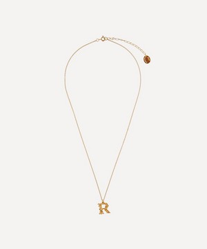 Alex Monroe - Gold-Plated Floral Letter R Alphabet Necklace image number 2