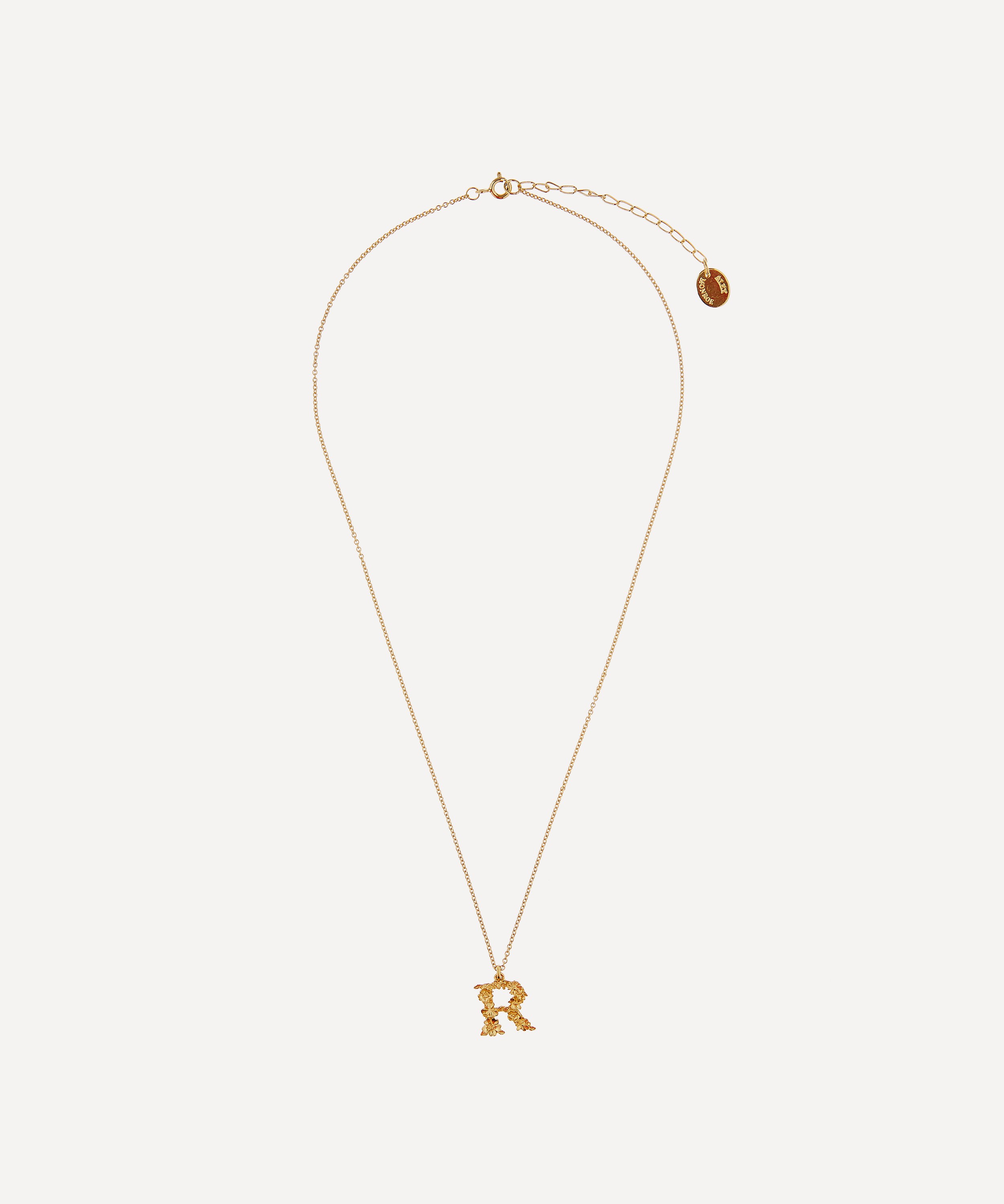 Alex Monroe - Gold-Plated Floral Letter R Alphabet Necklace image number 2