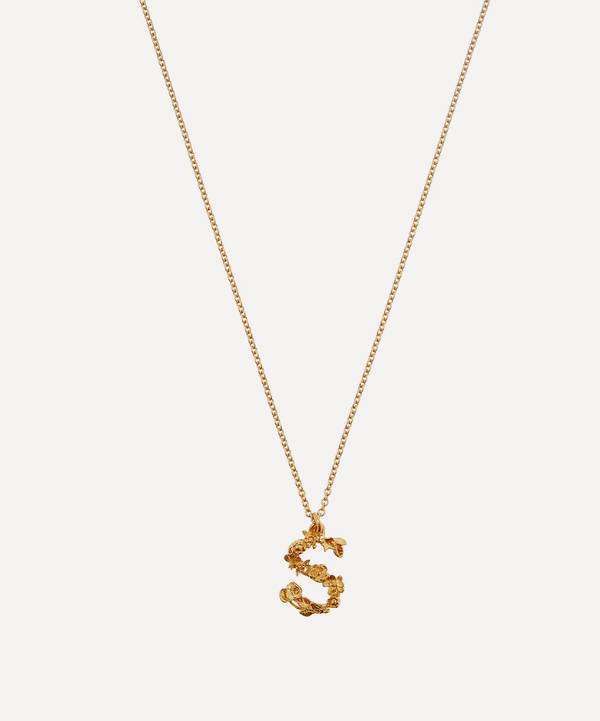 Alex Monroe - Gold-Plated Floral Letter S Alphabet Necklace image number 0