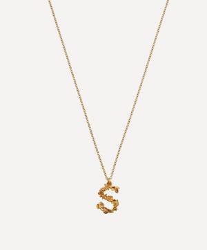 Gold-Plated Floral Letter S Alphabet Necklace