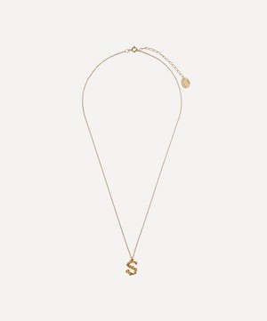 Alex Monroe - Gold-Plated Floral Letter S Alphabet Necklace image number 2