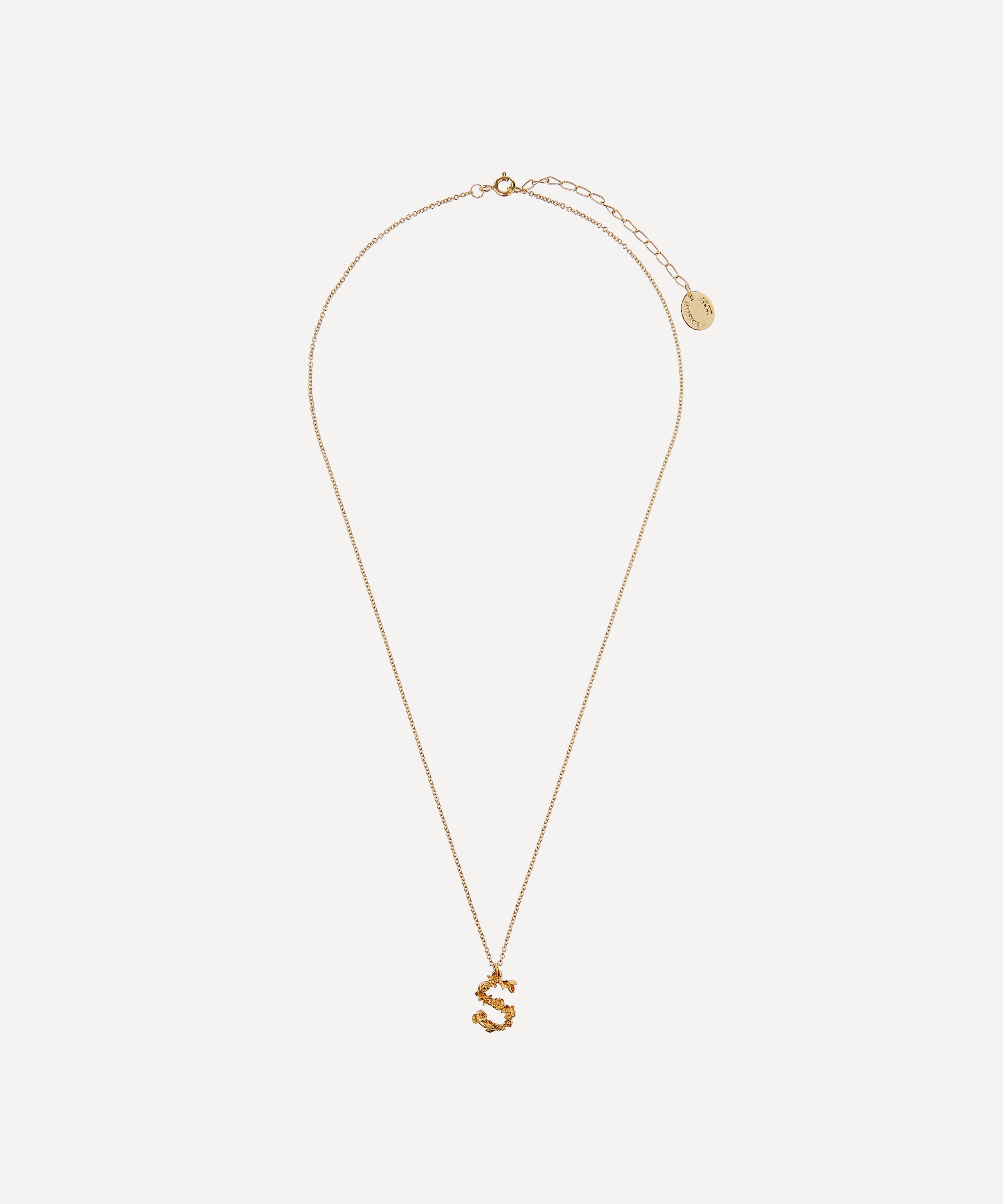 Alex Monroe - Gold-Plated Floral Letter S Alphabet Necklace image number 2