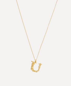Gold-Plated Floral Letter U Alphabet Necklace