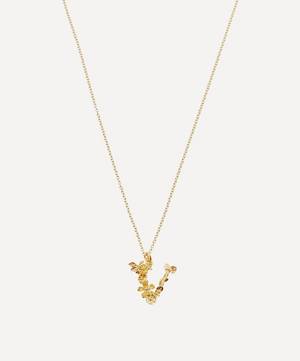 Gold-Plated Floral Letter V Alphabet Necklace