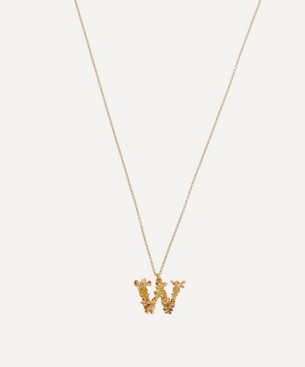 Alex Monroe - Gold-Plated Floral Letter W Alphabet Necklace image number null