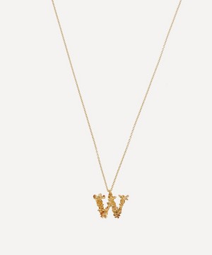 Alex Monroe - Gold-Plated Floral Letter W Alphabet Necklace image number 0