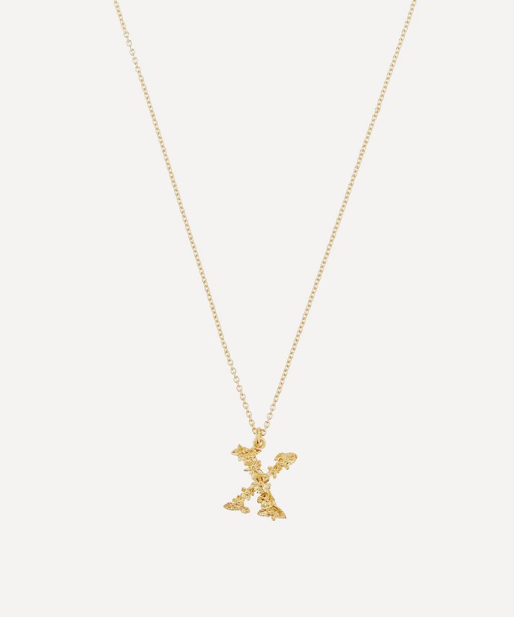 Alex Monroe - Gold-Plated Floral Letter X Alphabet Necklace