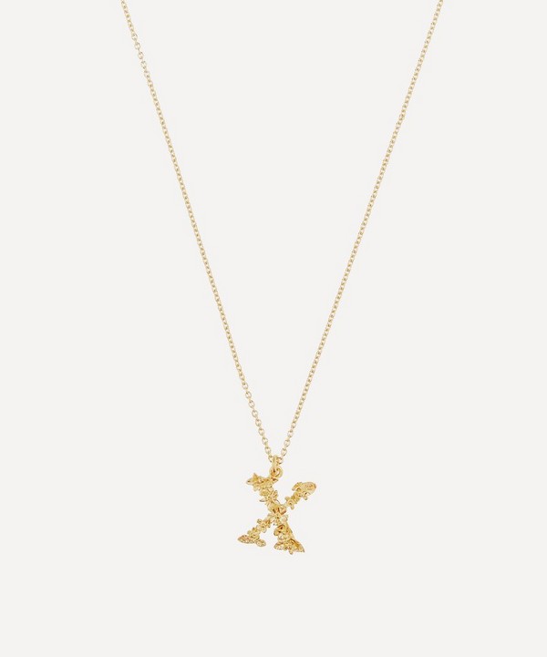 Alex Monroe - Gold-Plated Floral Letter X Alphabet Necklace image number null