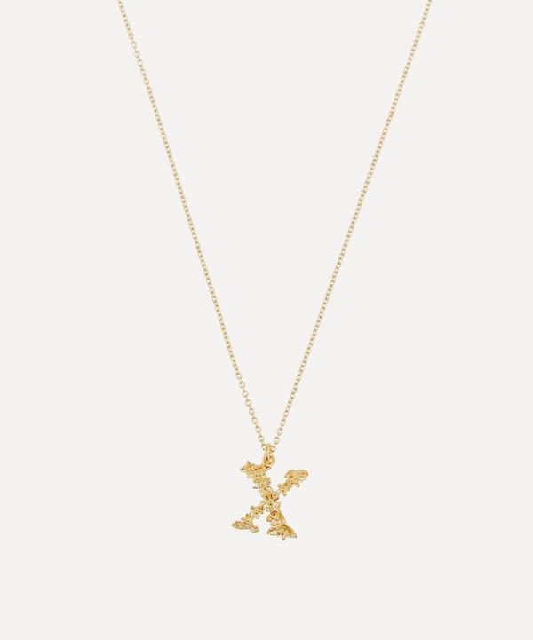 Alex Monroe - Gold-Plated Floral Letter X Alphabet Necklace image number null