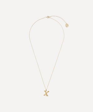 Alex Monroe - Gold-Plated Floral Letter X Alphabet Necklace image number 2